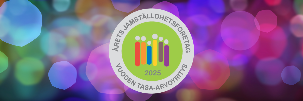 Text: Årets jämställdhetsföretag 2025. Vuoden tasa-arvoyritys 2025.